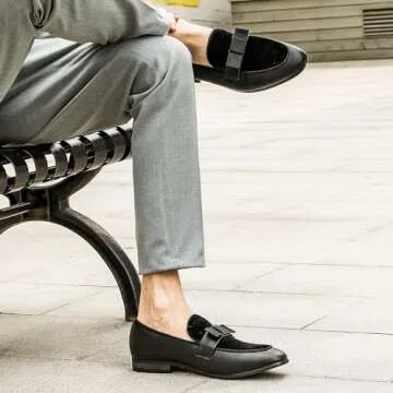 JITAI Men's Lindford Moc Toe Bit Slip-on Penny Loafer Party Shoes, Black/01, 10 US