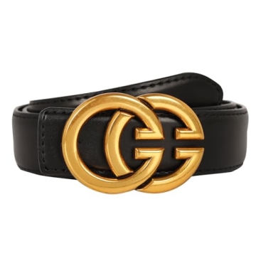 Aurolran Women's Fashion Classic Reversible Leather Belt with Metal Buckle