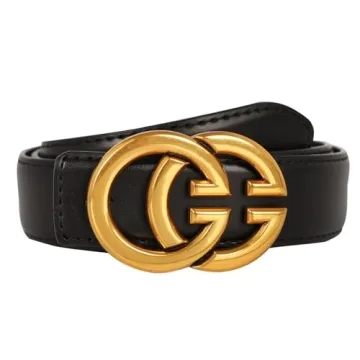 Aurolran Women's Fashion Classic Reversible Leather Belt with Metal Buckle