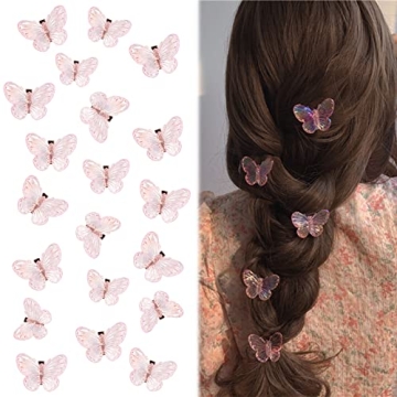 Cute Glitter Fairy Hair Clips for Girls and Women, CUBACO 20 Pcs Butterfly Clips and y2k Clear Acces...
