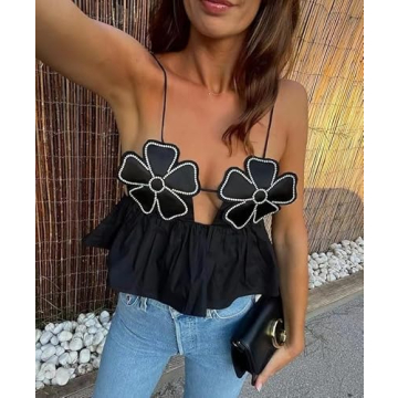 AIBEARTY Women’s Floral Spaghetti Strap Crop Top
