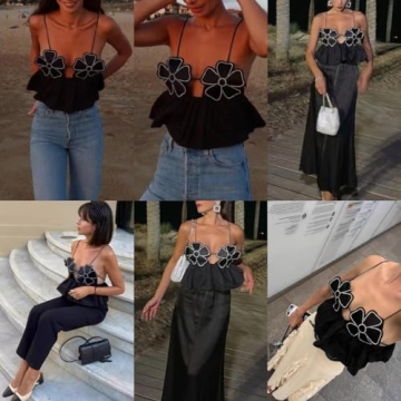 AIBEARTY Women’s Floral Spaghetti Strap Crop Top