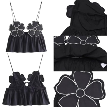 AIBEARTY Women’s Floral Spaghetti Strap Crop Top