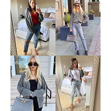 QUALFORT Women's Cardigan Sweaters for Women 100% Cotton Button-Down Long Sleeve Oversized Knit Coat...