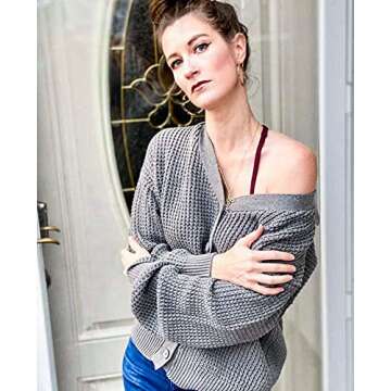 QUALFORT Women's Oversized Cotton Cardigan - Casual Comfort