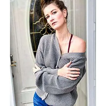 QUALFORT Women's Oversized Cotton Cardigan - Casual Comfort