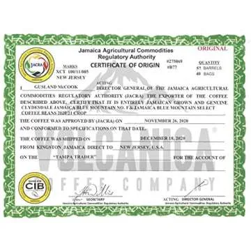 Jamaican Blue Mountain Coffee, 100% Pure, Whole Bean, Fresh Roasted, 16-ounce