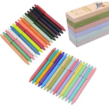YYaaloa 30pcs Cute Pens Journal Planner Retractable Pens 30 Candy Color Gel Ink Pen Set 0.5 Fine Point Gel Ink Pens For Journaling, Drawing, Craft Doodling, and Notetaking (30 Assorted colors)
