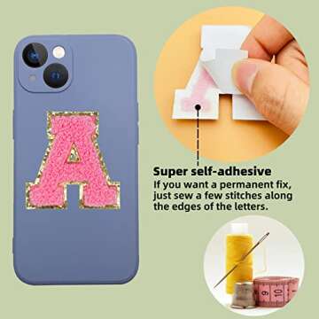 Jongdari Chenille Letter Patches - 52pcs Glitter Letters