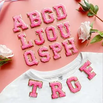 Jongdari Chenille Letter Patches - 52pcs Glitter Letters