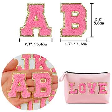 Jongdari Chenille Letter Patches - 52pcs Glitter Letters