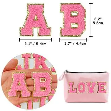 Jongdari Chenille Letter Patches - 52pcs Glitter Letters