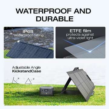 EF ECOFLOW Solar Generator RIVER 2 256Wh LiFePO4 Battery with 110W Solar Panel, Portable Power Station for Home Backup Outdoors Camping RV Emergency