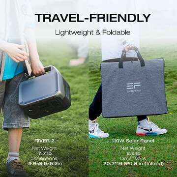 EF ECOFLOW Solar Generator RIVER 2 256Wh LiFePO4 Battery with 110W Solar Panel, Portable Power Station for Home Backup Outdoors Camping RV Emergency