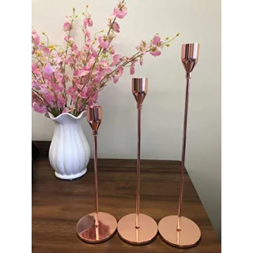 Elegant Rose Gold Candle Holders Set - TOUNTO