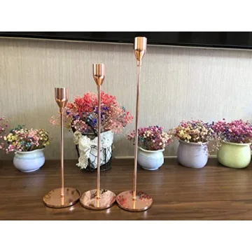 Elegant Rose Gold Candle Holders Set - TOUNTO