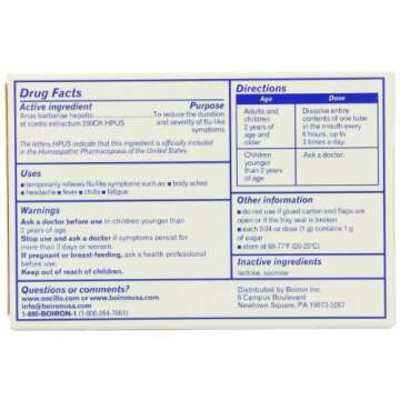 Boiron Oscillococcinum, 0.04 Ounce, 6 Doses (Pack of 2), Homeopathic Medicine for Flu-Like Symptoms