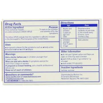 Boiron Oscillococcinum Homeopathic Medicine for Flu-Like Symptoms, Pack of 2 (0.04 Ounce) 6 Doses