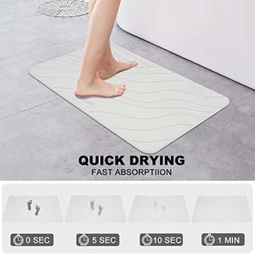 Stone Bath Mat,Diatomaceous Earth Shower Mat,Super Absorbent Quick Drying Bathroom Floor Mat,Kitchen...