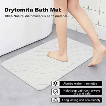 Stone Bath Mat,Diatomaceous Earth Shower Mat,Super Absorbent Quick Drying Bathroom Floor Mat,Kitchen Absorbent Pad with Non-Slip Surface, Instantly Removes Water ,Easy to Clean,15.4x23.6inch,White