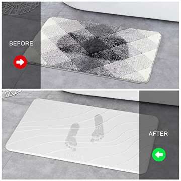 Stone Bath Mat,Diatomaceous Earth Shower Mat,Super Absorbent Quick Drying Bathroom Floor Mat,Kitchen Absorbent Pad with Non-Slip Surface, Instantly Removes Water ,Easy to Clean,15.4x23.6inch,White