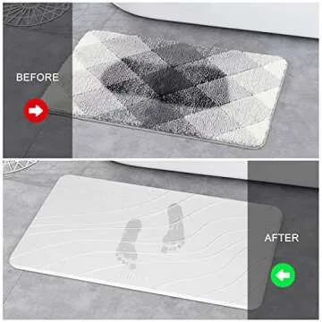 Stone Bath Mat,Diatomaceous Earth Shower Mat,Super Absorbent Quick Drying Bathroom Floor Mat,Kitchen Absorbent Pad with Non-Slip Surface, Instantly Removes Water ,Easy to Clean,15.4x23.6inch,White