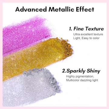 Makartt Chrome Nail Powder Kit, 10 Metallic Colors, Mirror Effect Iridescent Pigments for Nail Art D...