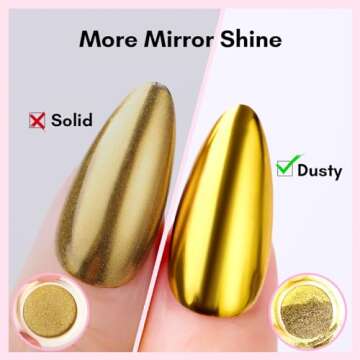 Makartt Chrome Nail Powder Kit, 10 Metallic Colors, Mirror Effect Iridescent Pigments for Nail Art Decoration, 0.5g/Jar for Manicure and Pedicure