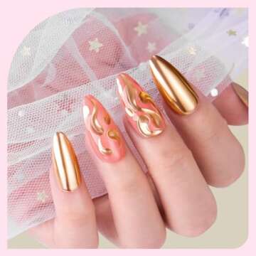 Makartt Chrome Nail Powder Kit, 10 Metallic Colors, Mirror Effect Iridescent Pigments for Nail Art Decoration, 0.5g/Jar for Manicure and Pedicure