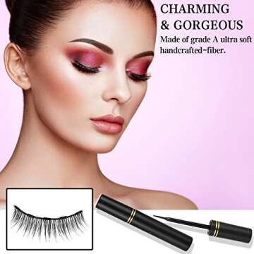 Magnetic Eyelashes and Eyeliner Kit, 12 Pairs Reusable Magnetic Lashes with Eyeliner and Tweezers, 3...
