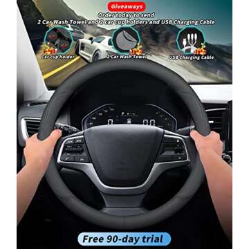 Deer Route Custom-Fit for Tesla Steering Wheel Cover, Premium Leather Car Steering Wheel Cover with ...