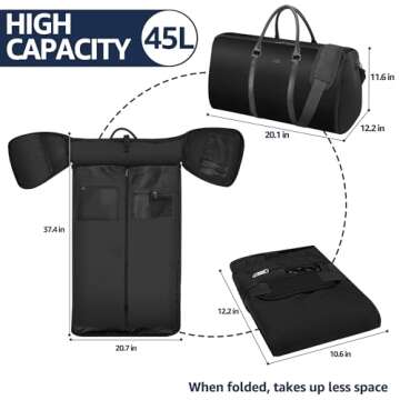 UNIQUEBELLA Carry on Garment Bag Convertible Suit Travel Bag for Men Women Duffel Flight Bag with Sh...