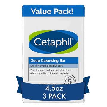Cetaphil Deep Cleansing Bar Soap 3-Pack for Sensitive Skin