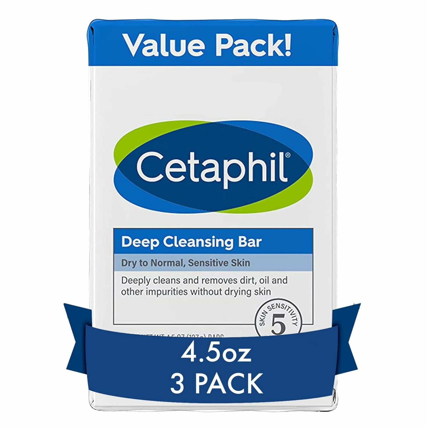 Cetaphil Deep Cleansing Bar Soap 3-Pack for Sensitive Skin