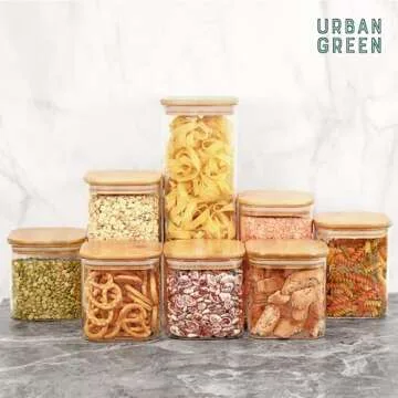 Urban Green Eco-Friendly Glass Canisters with Bamboo Lids