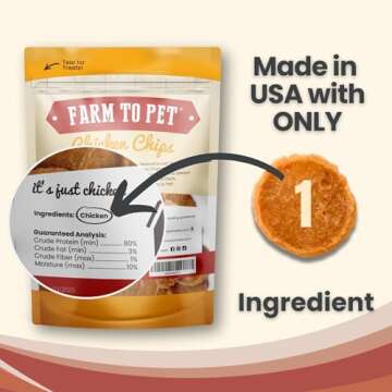 Farm To Pet - Dog Training Treats - Chicken Chips, Single Ingredient, Lean, All Natural, Healthy Dog...