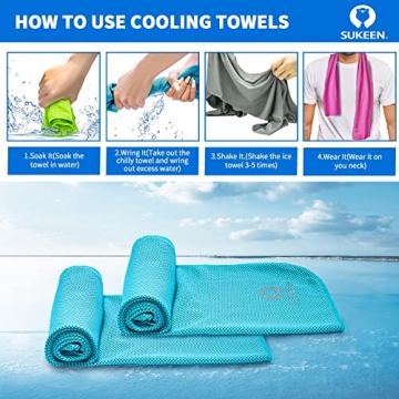Sukeen 4 Pack Cooling Towels for Sports and Outdoor Activities