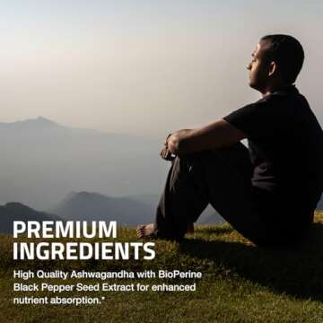 Bronson Ashwagandha Extra Strength Stress & Mood Support with BioPerine - Non GMO Formula, 120 Vegetarian Capsules