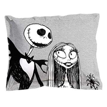 Jay franco Disney Nightmare Before Christmas Moonlight 7 Pc Jay franco Queen Bed Set-Includes Reversible Comforter&Sheet Set-Features Jack&Sally-Super Soft Fade Microfiber-(Official Disney Product)