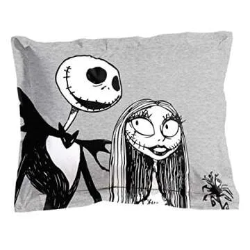 Jay franco Disney Nightmare Before Christmas Moonlight 7 Pc Jay franco Queen Bed Set-Includes Reversible Comforter&Sheet Set-Features Jack&Sally-Super Soft Fade Microfiber-(Official Disney Product)