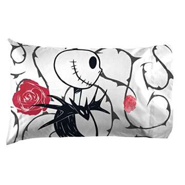 Jay franco Disney Nightmare Before Christmas Moonlight 7 Pc Jay franco Queen Bed Set-Includes Reversible Comforter&Sheet Set-Features Jack&Sally-Super Soft Fade Microfiber-(Official Disney Product)