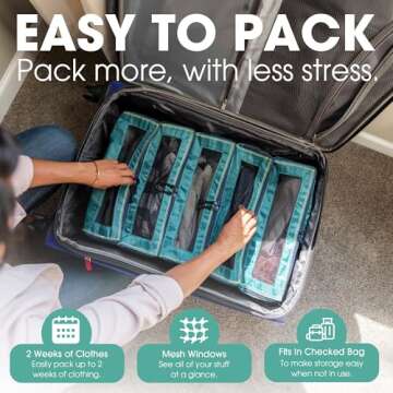 Pack Gear Hanging Suitcase Organizer - Our XL Hanging Luggage Organizer Perfectly Fits Any Suitcase - Our Packing Cubes for Travel Use Mesh Windows to Make Finding Any Outfit Easy (Green, XL)