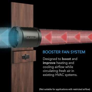AC Infinity RAXIAL S4, Inline Booster Duct Fan 4” with Speed Controller - Low Noise Inline HVAC Blower Can Fan for Basements, Bathrooms, Kitchens, Workshops