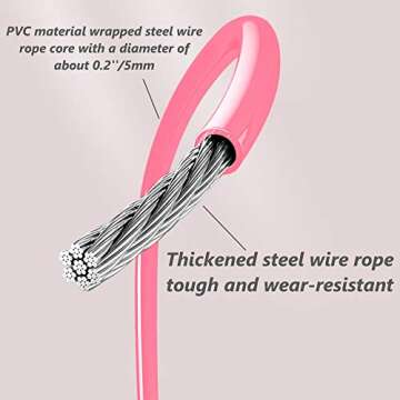 Veemzzz Pink Jump Rope, Memory Foam Handles Tangle-Free with Ball Bearings Rapid Speed Jumping Rope, 9.2ft Adjustable PVC Skipping Rope for Men Women Ladies Girls Kids