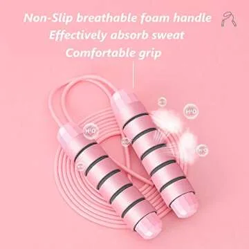 Veemzzz Pink Jump Rope, Memory Foam Handles Tangle-Free with Ball Bearings Rapid Speed Jumping Rope, 9.2ft Adjustable PVC Skipping Rope for Men Women Ladies Girls Kids