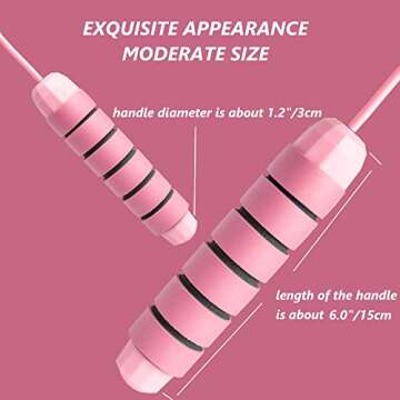 Veemzzz Pink Jump Rope, Memory Foam Handles Tangle-Free with Ball Bearings Rapid Speed Jumping Rope, 9.2ft Adjustable PVC Skipping Rope for Men Women Ladies Girls Kids