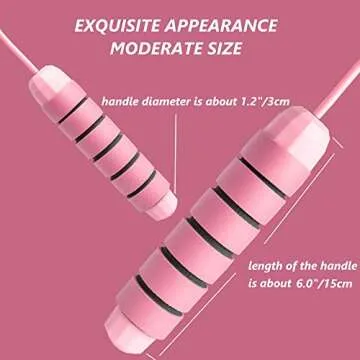 Veemzzz Pink Jump Rope, Memory Foam Handles Tangle-Free with Ball Bearings Rapid Speed Jumping Rope, 9.2ft Adjustable PVC Skipping Rope for Men Women Ladies Girls Kids