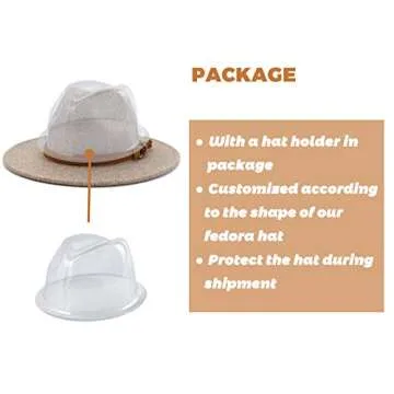 Lisianthus Womens Classic Wool Fedora with Belt Buckle Wide Brim Panama Hat A Brown Buckle-A Oatmeal