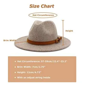 Lisianthus Womens Classic Wool Fedora with Belt Buckle Wide Brim Panama Hat A Brown Buckle-A Oatmeal