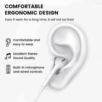 MOSWAG Wired Earbuds with Microphone for All Devices